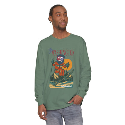 Ski Washington - Life is dead. Mountain Collection Garment-Dyed Long Sleeve T-Shirt