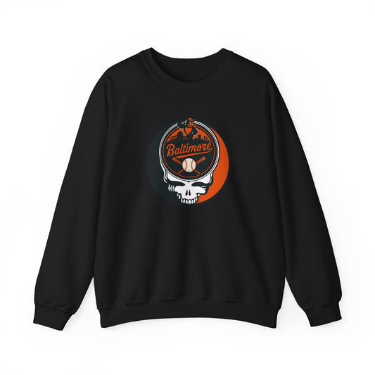 Baltimore Orioles Grateful Dead Stealie Crewneck Sweatshirt - MLB