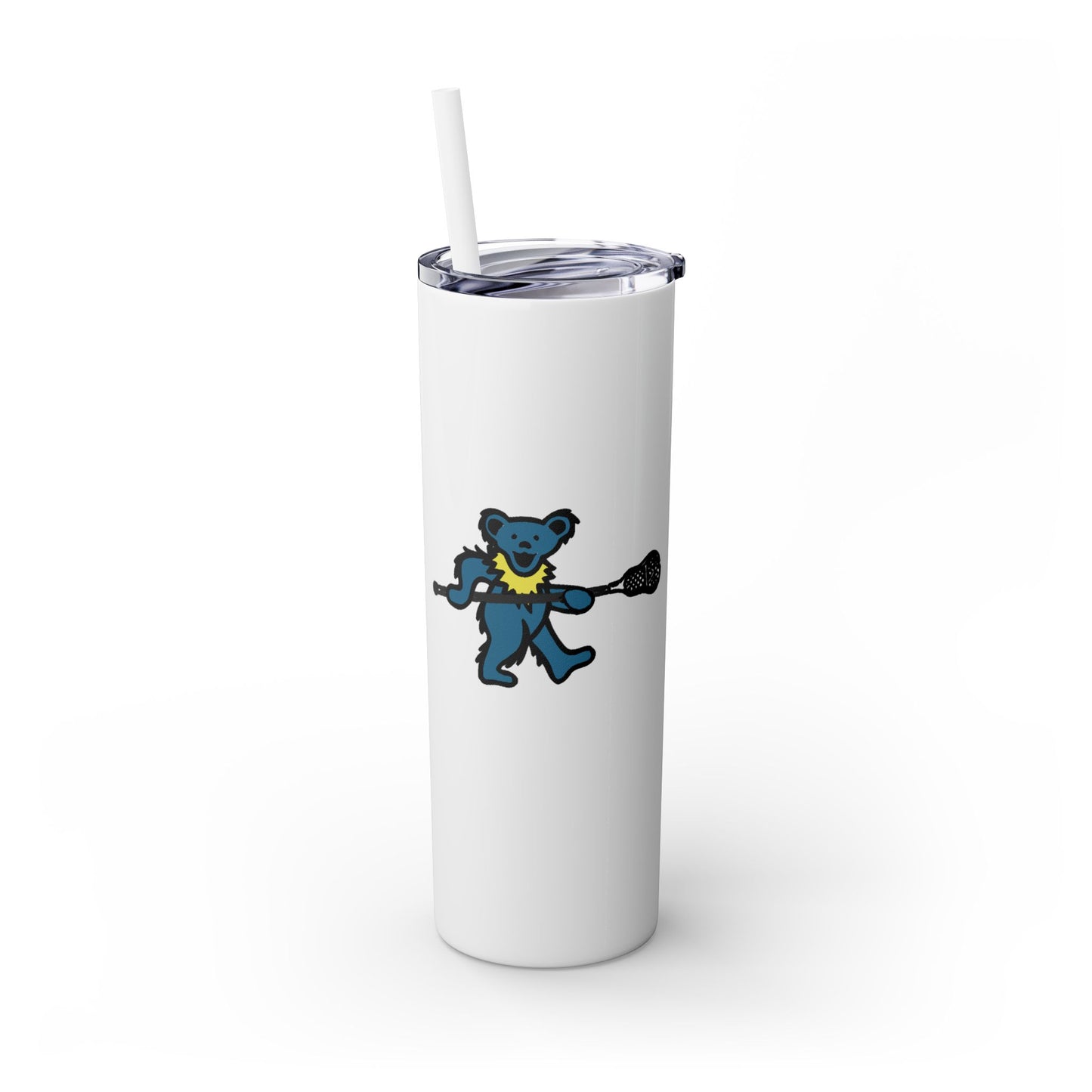 Lax Bear Skinny Tumbler with Straw, 20oz