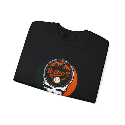Baltimore Orioles Grateful Dead Stealie Crewneck Sweatshirt - MLB