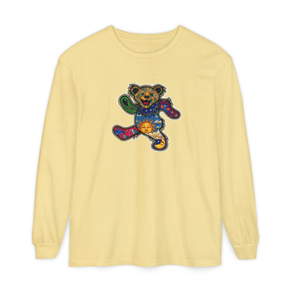 Patchwork Bear Double-Sided Vineyard Collection Garment-dyed Long Sleeve T-Shirt