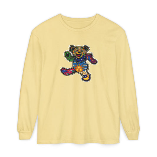 Patchwork Bear Double-Sided Vineyard Collection Garment-dyed Long Sleeve T-Shirt
