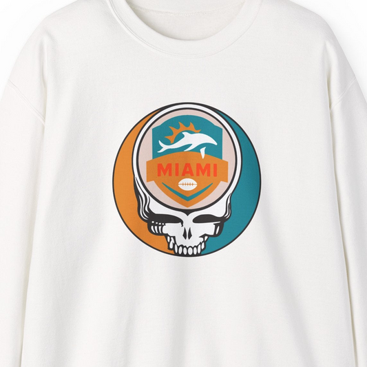 Miami Football Grateful Dead Stealie Crewneck Sweatshirt - NFL