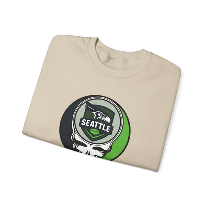 Seattle Football Grateful Dead Stealie Crewneck Sweatshirt
