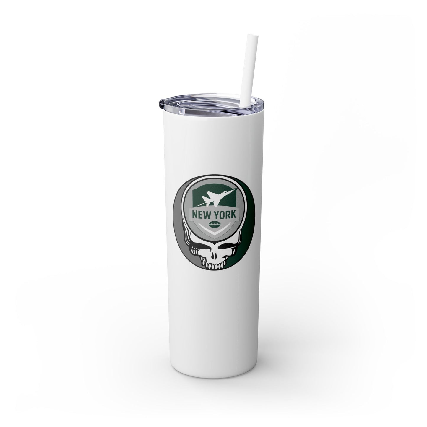 New York Football Stealie Skinny Tumbler with Straw, 20oz - NFL