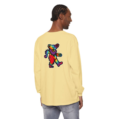 Grateful Dead Tie Dye Dancing Bear Two Sided Vineyard Collection Garment-dyed Long Sleeve T-Shirt