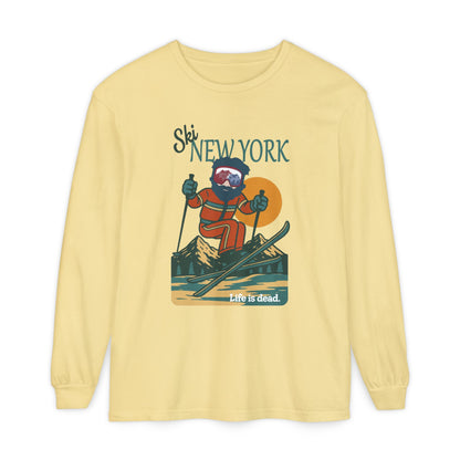 Ski New York - Life is dead. Mountain Collection Garment-Dyed Long Sleeve T-Shirt