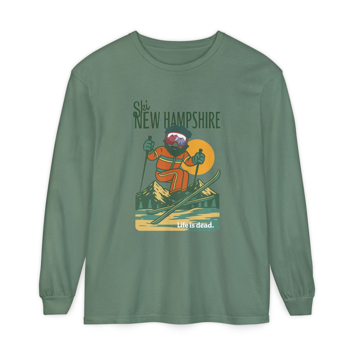 Ski New Hampshire - Life is dead. Mountain Collection Garment-Dyed Long Sleeve T-Shirt