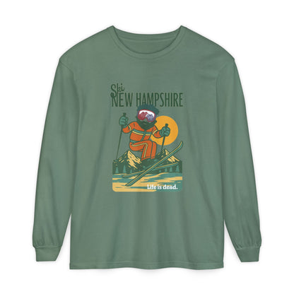 Ski New Hampshire - Life is dead. Mountain Collection Garment-Dyed Long Sleeve T-Shirt