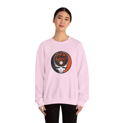 Baltimore Orioles Grateful Dead Stealie Crewneck Sweatshirt - MLB