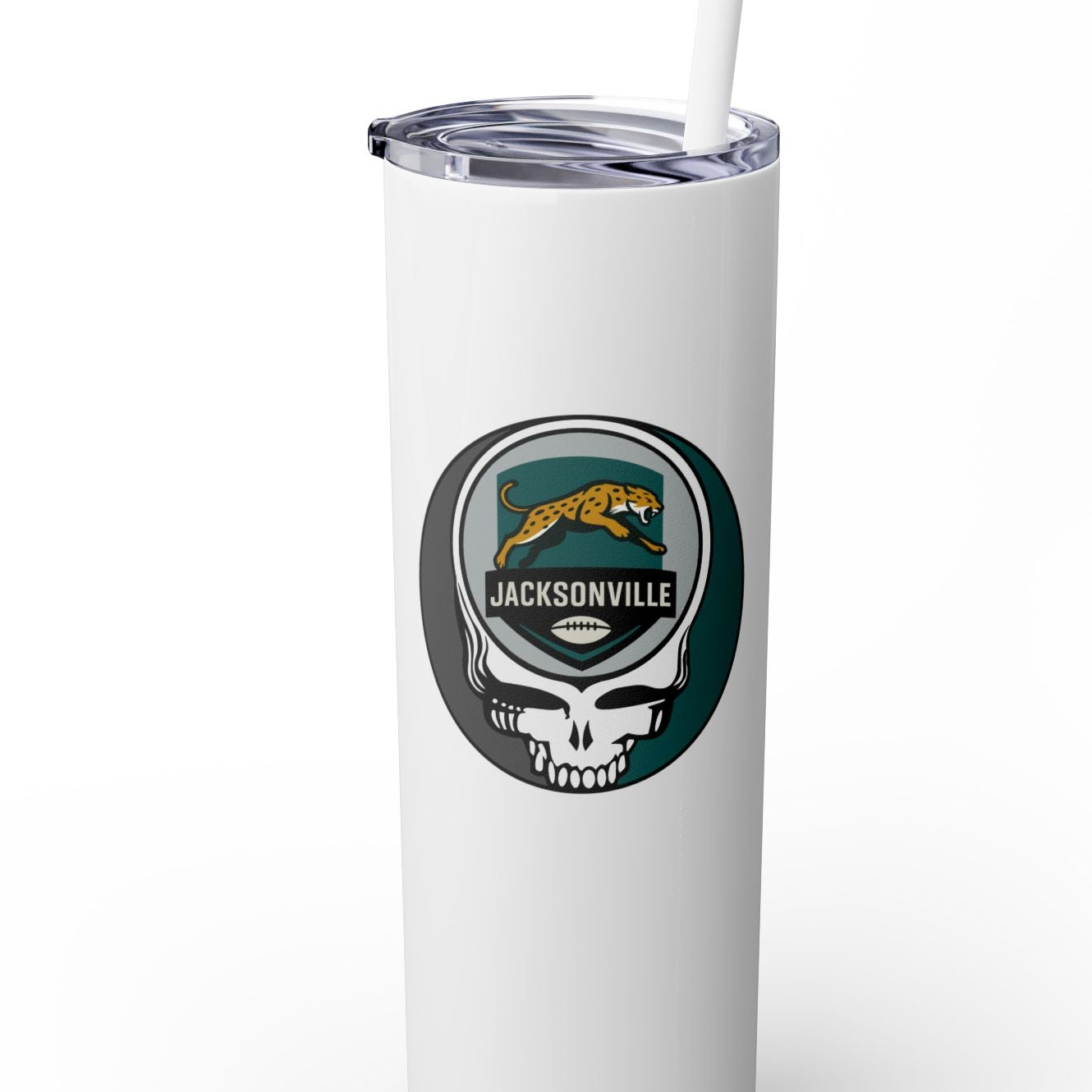 Jacksonville Football Stealie Skinny Tumbler with Straw, 20oz - NFL