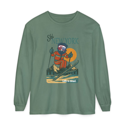 Ski New York - Life is dead. Mountain Collection Garment-Dyed Long Sleeve T-Shirt