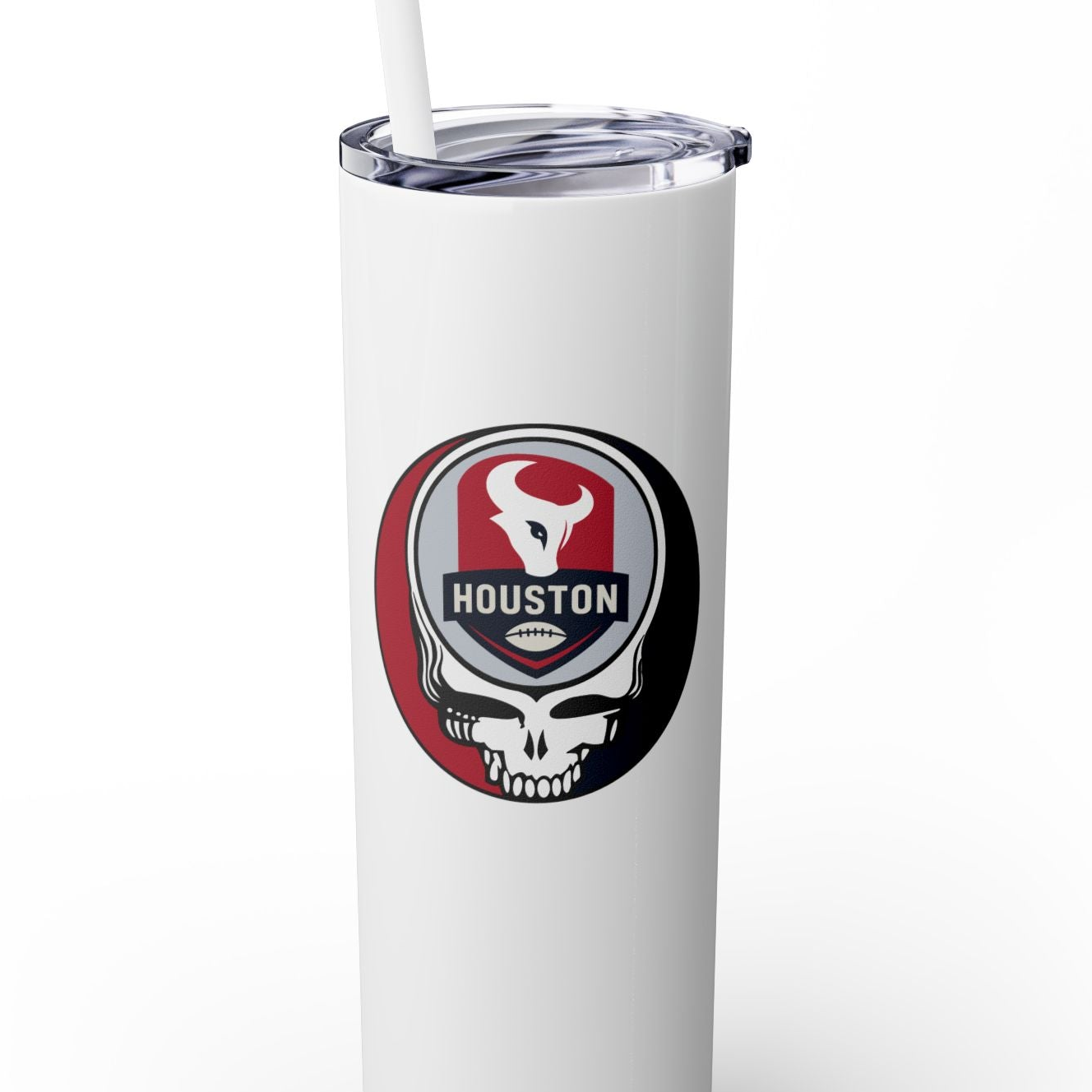 Houston Football Stealie Skinny Tumbler with Straw, 20oz - NFL