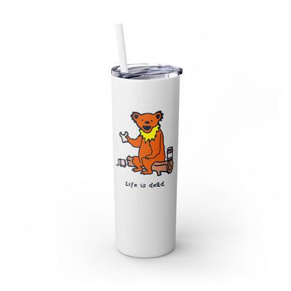 Snackin' Bear Skinny Tumbler with Straw, 20oz