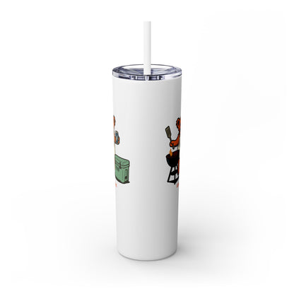 Grillin' Bear - Life is dead. Skinny Tumbler with Straw, 20oz