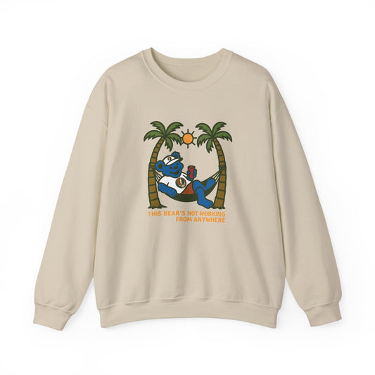 This Bear's Not Workin' From Anywhere | Life is dead. Crewneck Sweatshirt