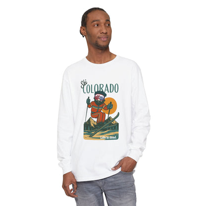 Ski Colorado - Life is dead. Mountain Collection Garment-Dyed Long Sleeve T-Shirt