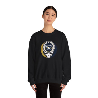 Milwaukee Brewers Stealie Grateful Dead Crewneck Sweatshirt - MLB