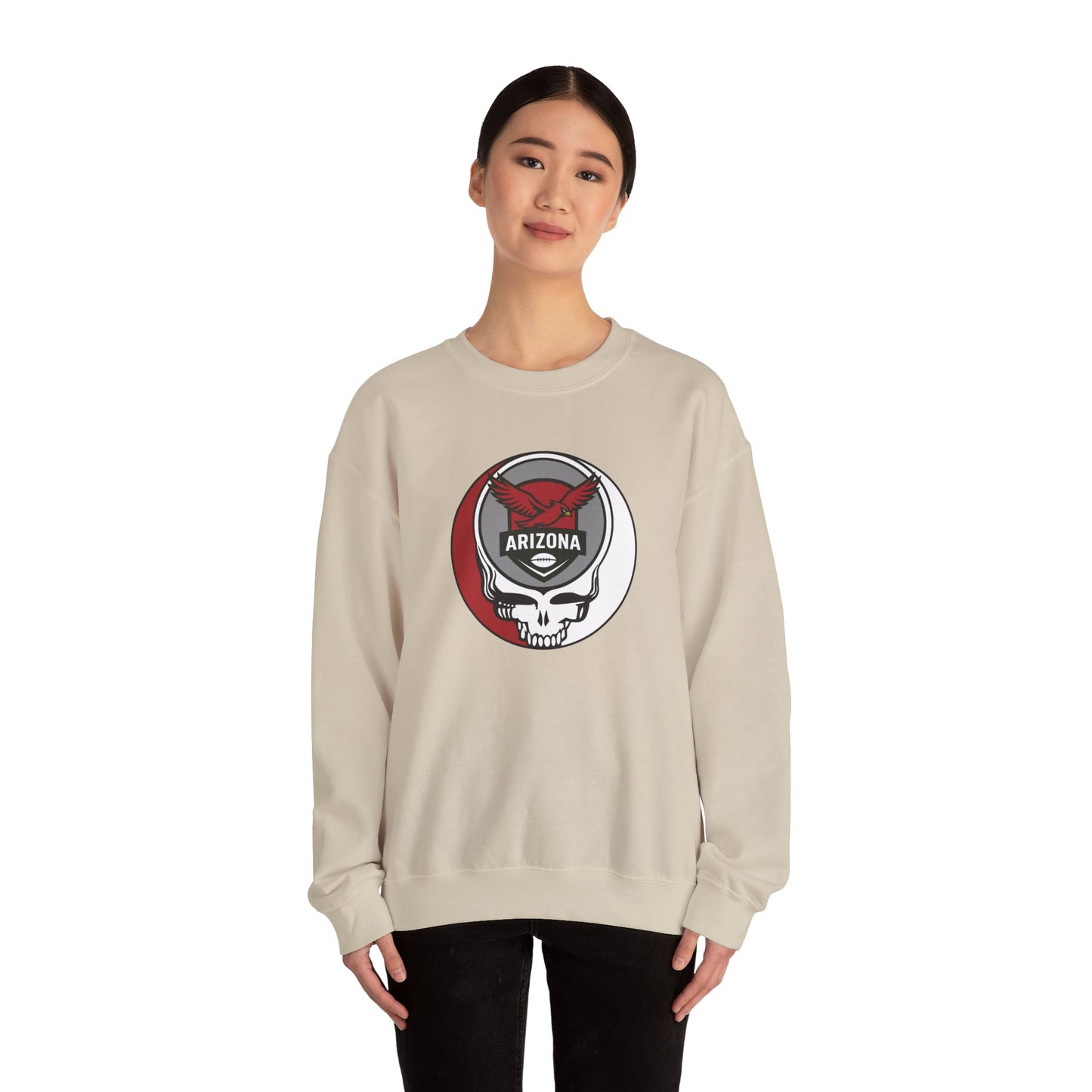 Arizona Cardinals Grateful Dead Stealie Crewneck Sweatshirt