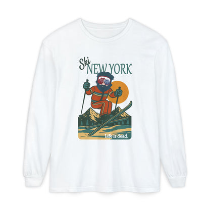 Ski New York - Life is dead. Mountain Collection Garment-Dyed Long Sleeve T-Shirt
