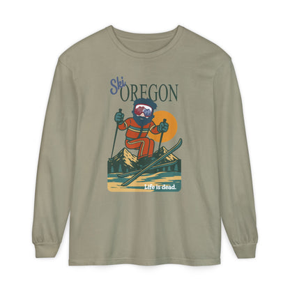 Ski Oregon - Life is dead. Mountain Collection Garment-Dyed Long Sleeve T-Shirt