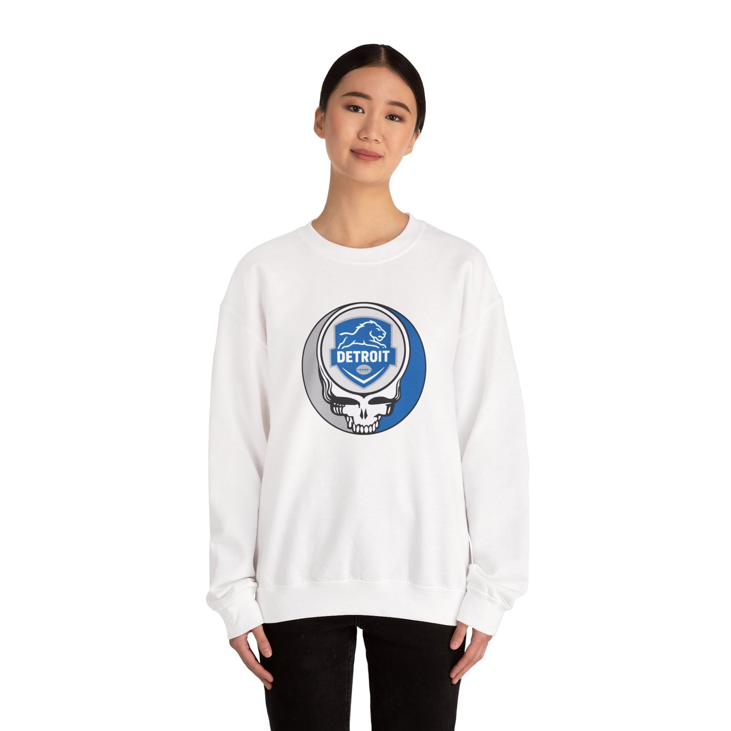 Detroit Football Grateful Dead Stealie Crewneck Sweatshirt