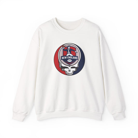 New England Football Grateful Dead Stealie Crewneck Sweatshirt - NFL