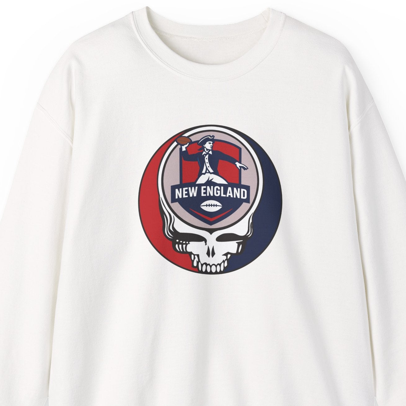 New England Football Grateful Dead Stealie Crewneck Sweatshirt - NFL