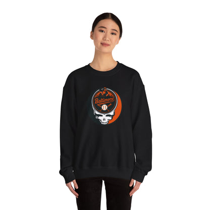 Baltimore Orioles Grateful Dead Stealie Crewneck Sweatshirt - MLB