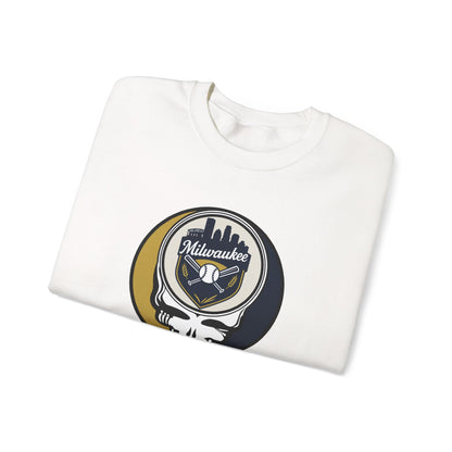 Milwaukee Brewers Stealie Grateful Dead Crewneck Sweatshirt - MLB