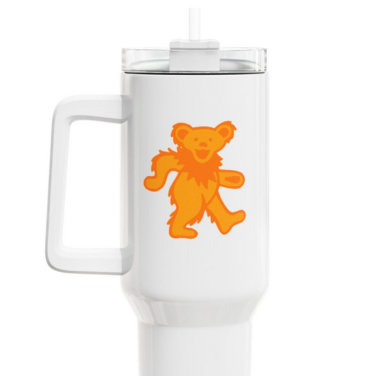 Orange Dancing Bear "Fat Man" Tumbler,  Double Insulated 40oz Travel Mug