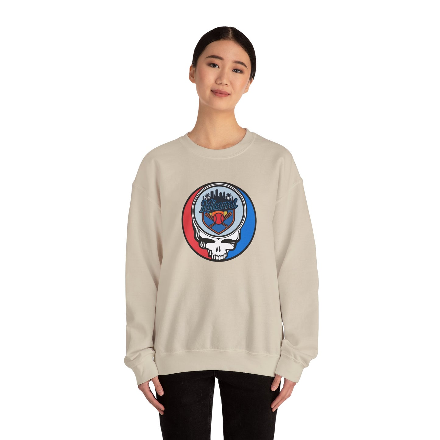 Miami Marlins Grateful Dead Stealie Crewneck Sweatshirt - MLB
