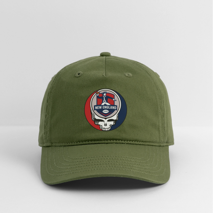 Gridiron Edition | New England Patriots Stealie Baseball Dad Hat - olive green
