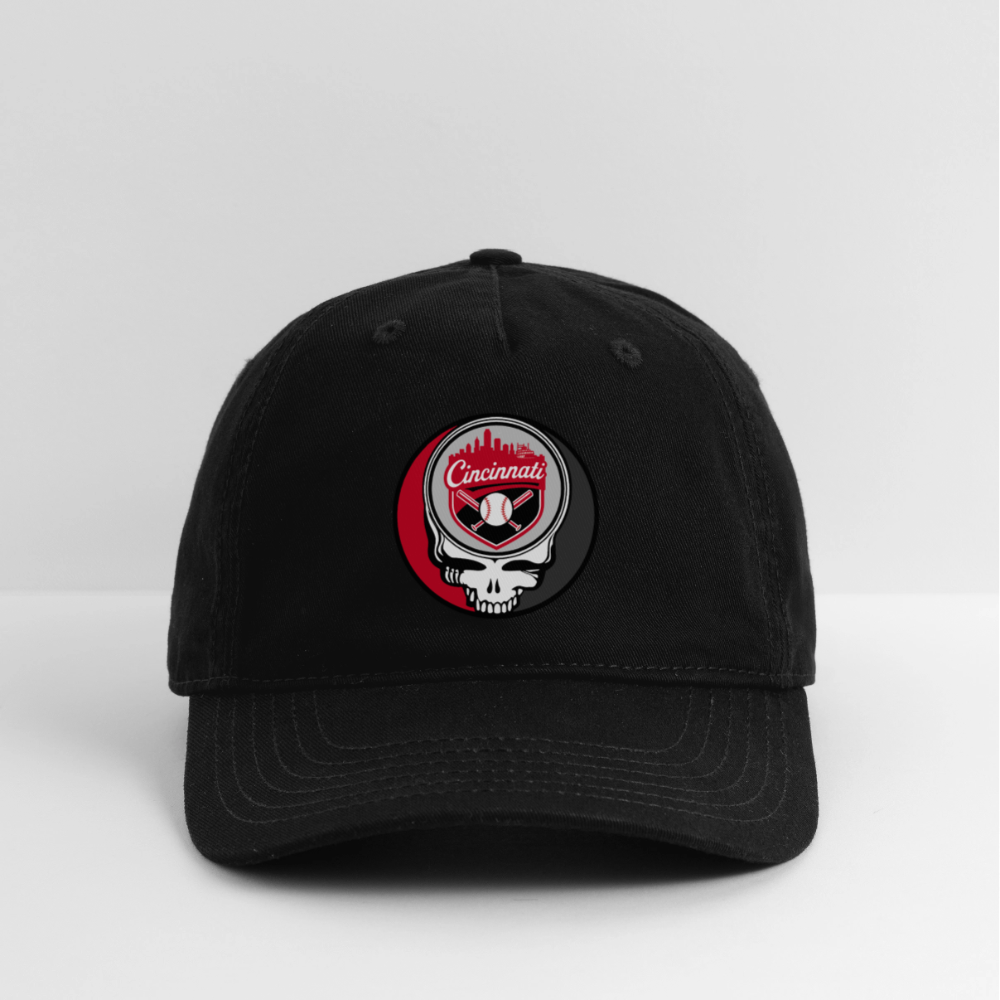 Ball Park Edition | Cincinnati Reds Stealie Baseball Dad Hat - black