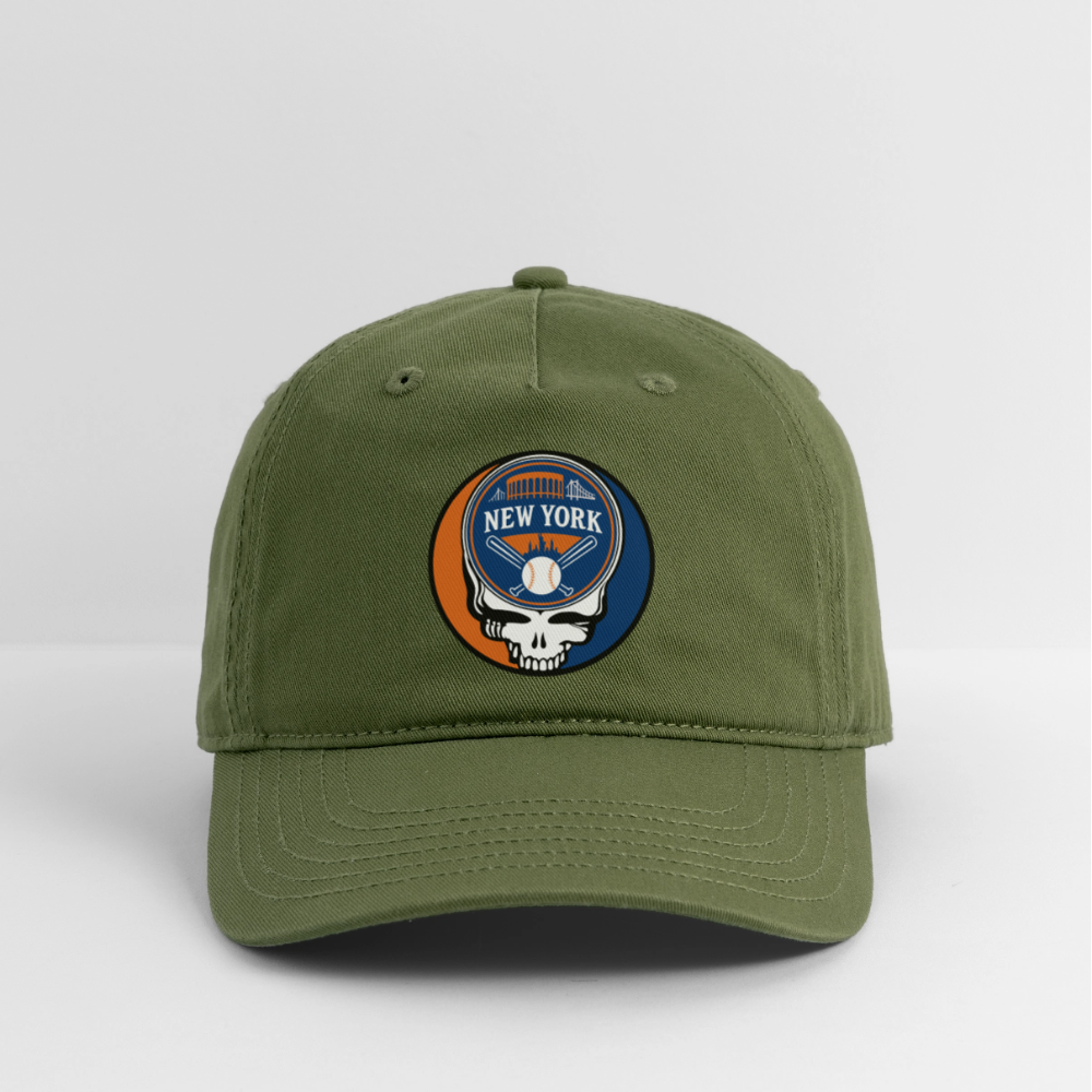Ball Park Edition | New York Mets Stealie Baseball Dad Hat - olive green
