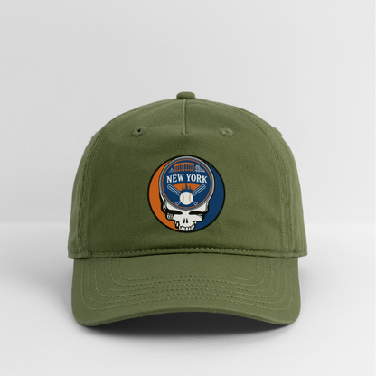 Ball Park Edition | New York Mets Stealie Baseball Dad Hat - olive green