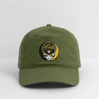 Ball Park Edition | Pittsburgh Pirates Stealie Baseball Dad Hat - olive green
