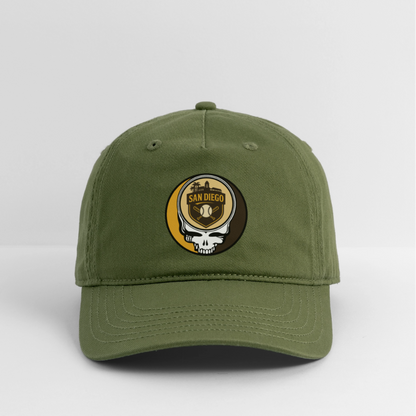 Ball Park Edition | San Diego Padres Stealie Baseball Dad Hat - olive green