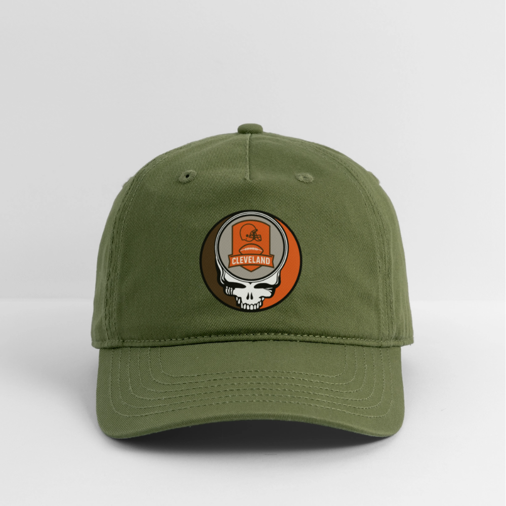 Gridiron Edition | Cleveland Browns Stealie Baseball Dad Hat - olive green