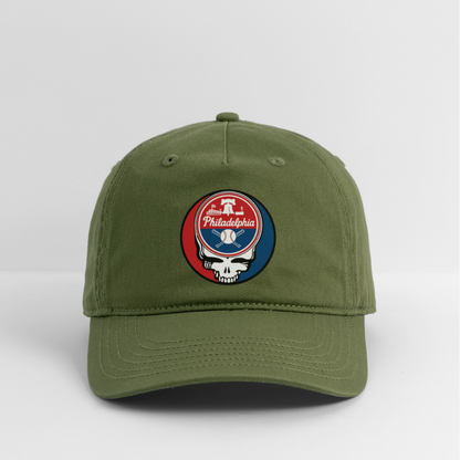 Ball Park Edition | Philadelphia Phillies Stealie Baseball Dad Hat - olive green