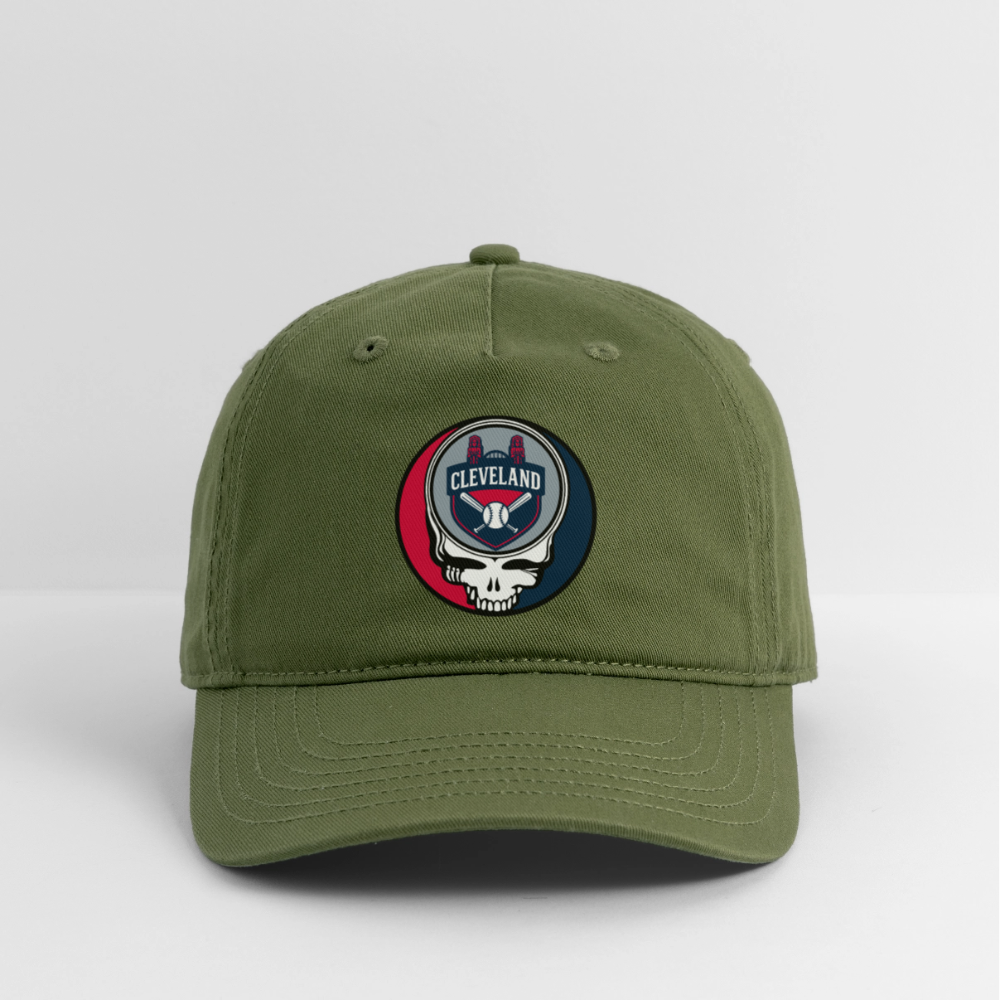 Ball Park Edition | Cleveland Guardians Stealie Baseball Dad Hat - olive green