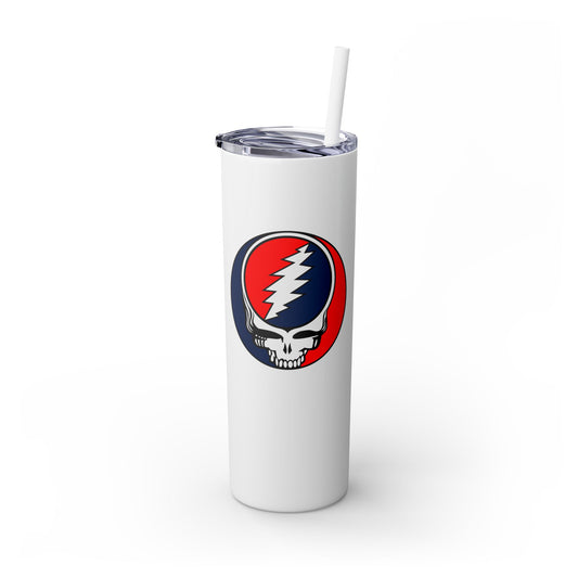 Classic Stealie - Life is dead. Skinny Tumbler with Straw, 20oz