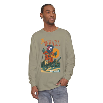 Ski Nevada - Life is dead. Mountain Collection Garment-Dyed Long Sleeve T-Shirt