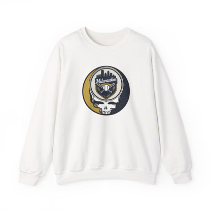 Milwaukee Brewers Stealie Grateful Dead Crewneck Sweatshirt - MLB