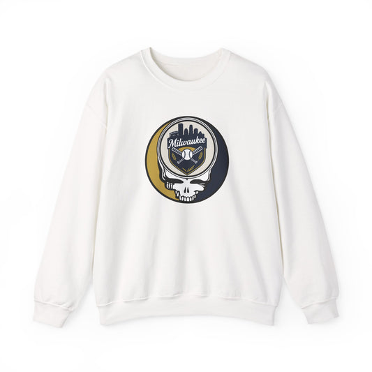 Milwaukee Brewers Stealie Grateful Dead Crewneck Sweatshirt - MLB