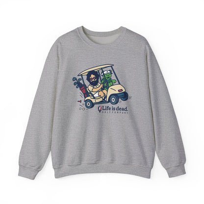 Joy Ridin' Jerry and The Bear | Life is dead. Crewneck Sweatshirt