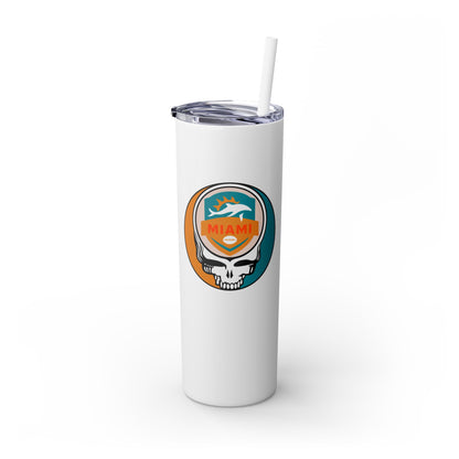Miami Football Stealie Skinny Tumbler with Straw, 20oz - NFL