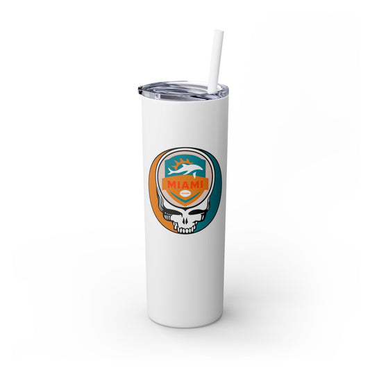 Miami Football Stealie Skinny Tumbler with Straw, 20oz - NFL