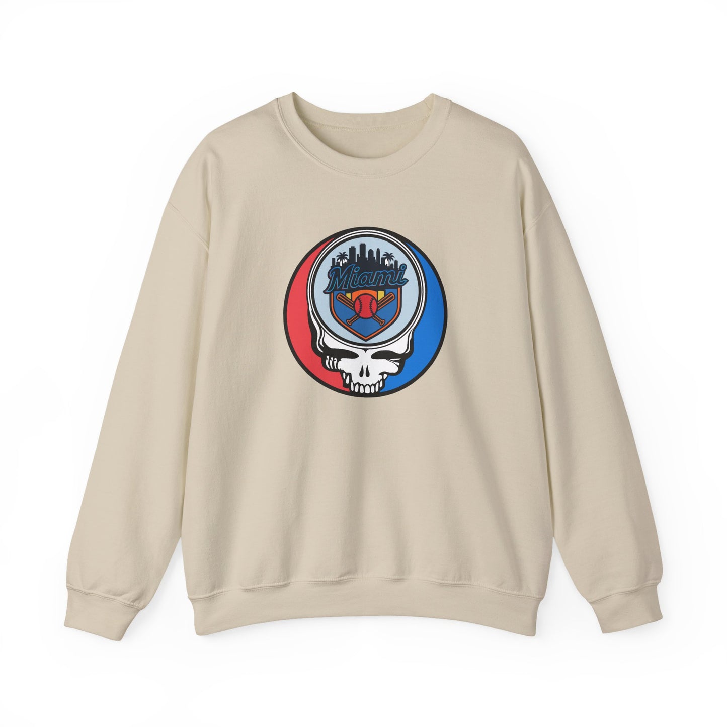 Miami Marlins Grateful Dead Stealie Crewneck Sweatshirt - MLB
