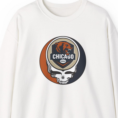Chicago Football Grateful Dead Stealie Crewneck Sweatshirt